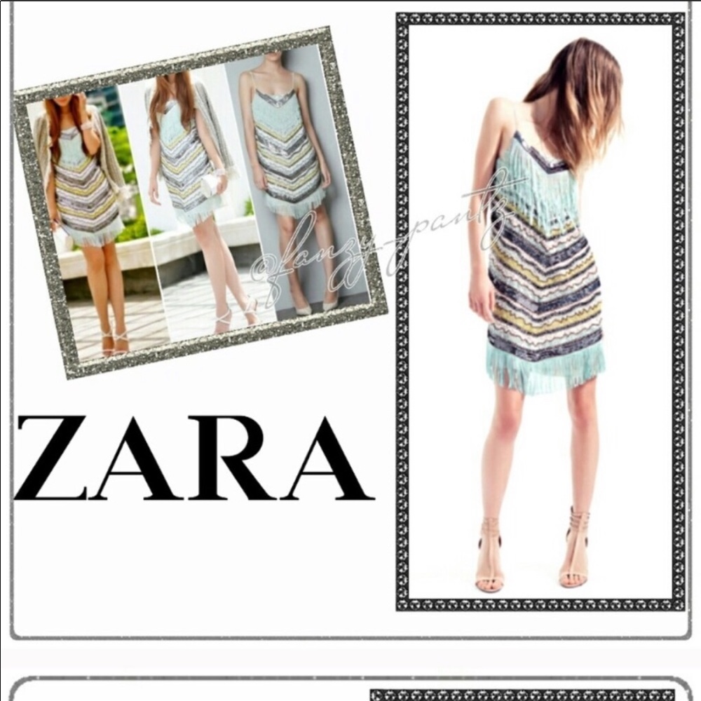Zara sequin fringe dress